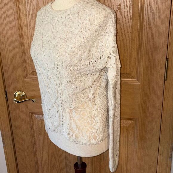 Hollister Cream Cable Knit Sweater with Lace Details Small - Picture 2 of 7